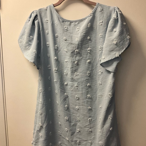 LS Swiss Dot Baby Blue Blouse Size L - Picture 4 of 10